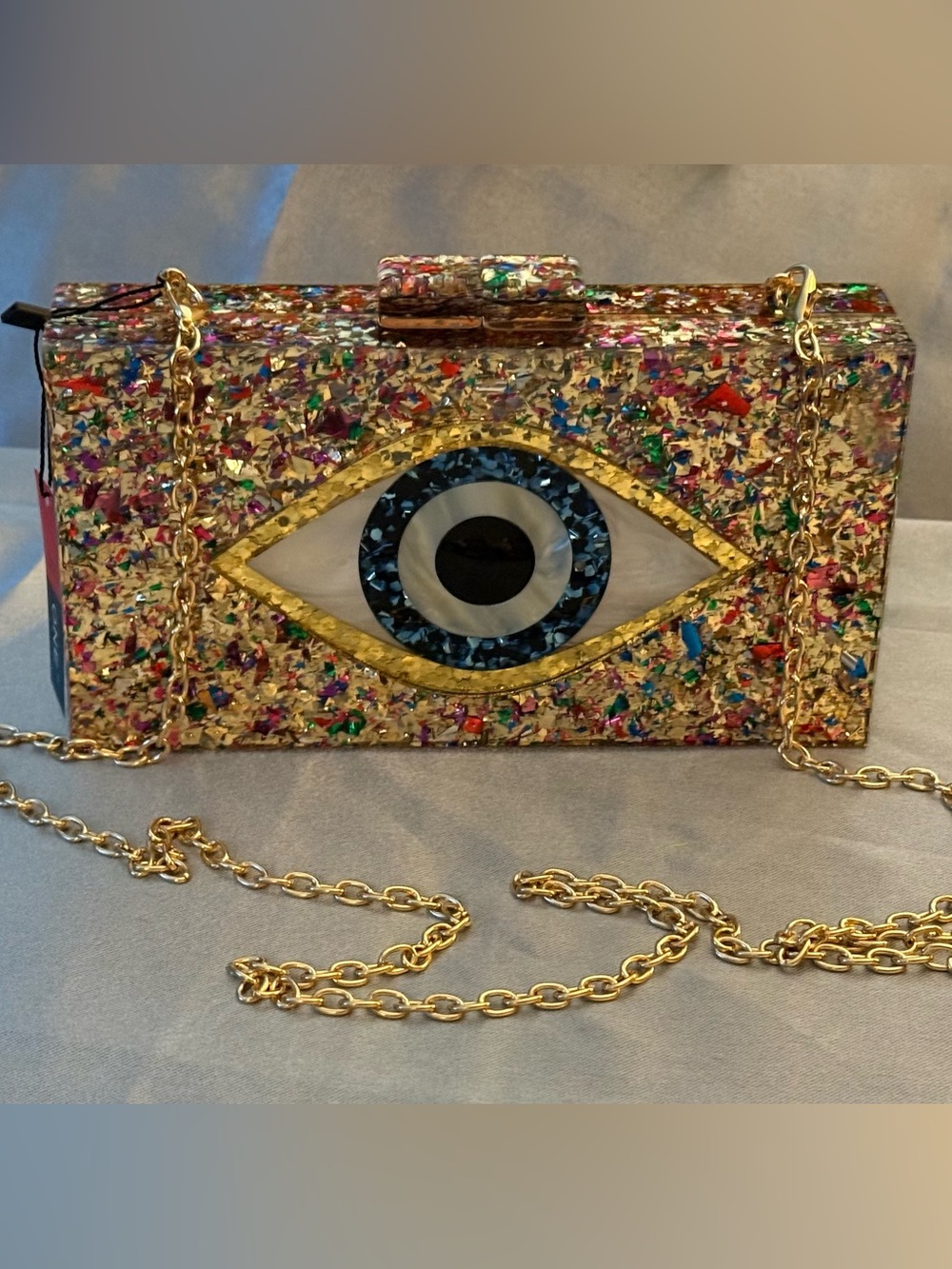 Gold Glitter Evil Eye Clutch - Unbranded
